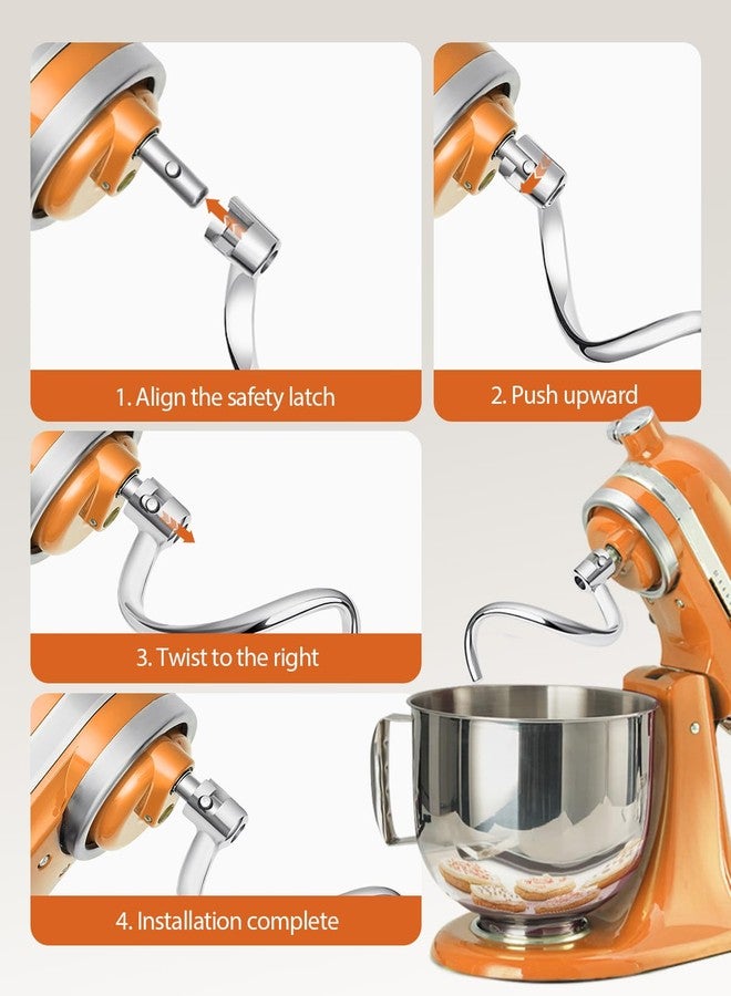 PHCOHIDO Stainless Steel Spiral Dough Hook Fit for 4.5-5QT Mixer,Bowl Lift Stand Mixer Accessory, Dough Hook for Kitchen Stand Mixer, Efficient Kneading for Bread, Pizza, Pasta, Cookies - Image 4